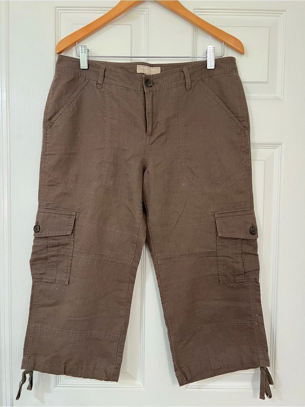 Banana Republic Cargo Capris Martin Fit Brown Linen Blend